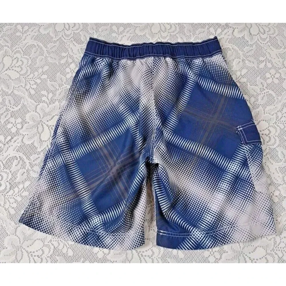 OP Swim‎ Trunks Men's Sz Small Board Shorts Lined Blue Allover Geometric Pattern